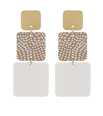 3 Square Color Coated Earrings