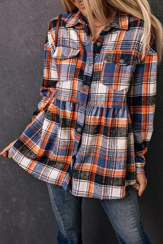 Plaid Button Down Babydoll Top