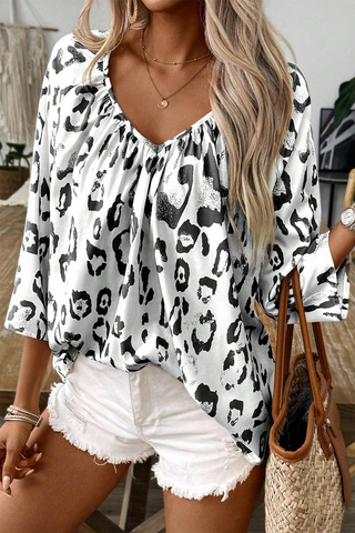 Black and White Leopard Blouse