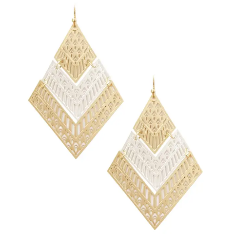 Gold and Silver Filigree 2" Earrings