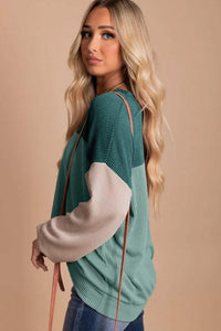Green Colorblock Top