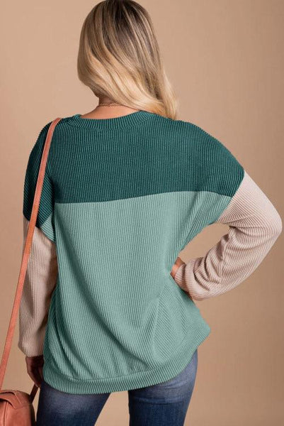 Green Colorblock Top