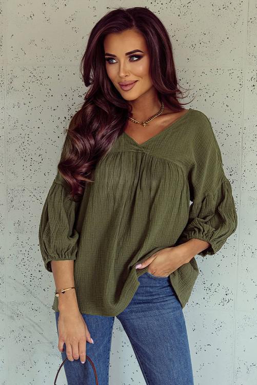 V Neck Textured Babydoll TOp