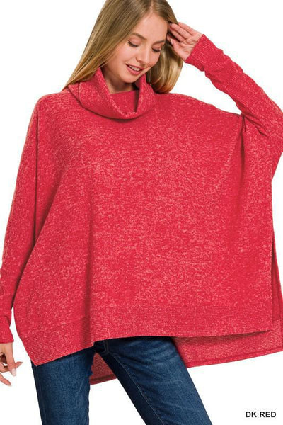 Melange Cowl Neck Poncho