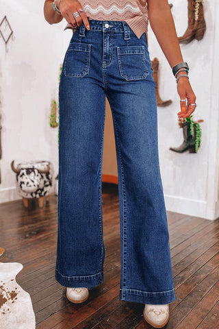 Pocket Wide Leg Jeans
