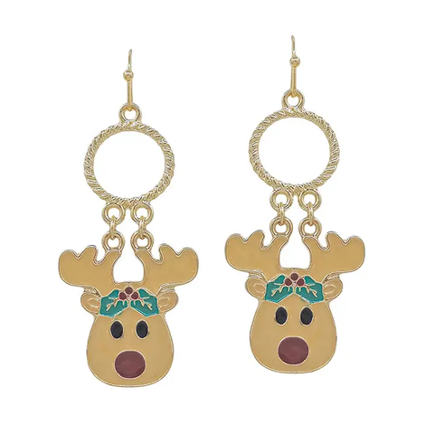 Epoxy Rudolph 2" Drop Earrings