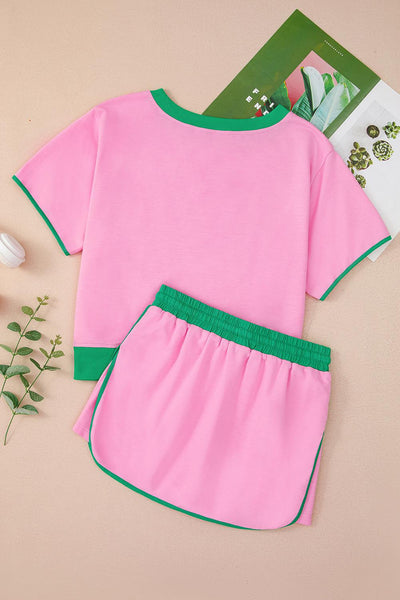 Colorblock drop Shoulder T and Skort