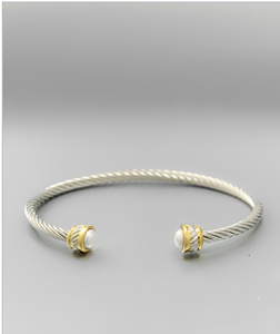 White Pearl Cable Bracelet