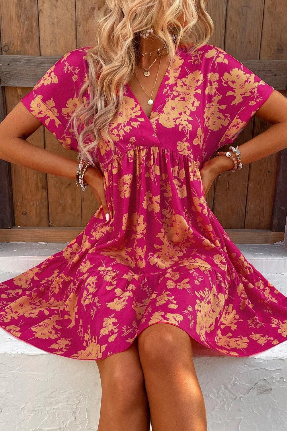 Rose Floral Smock Dress