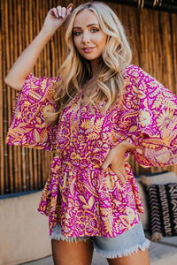 Boho Floral Tie Waste Top