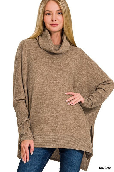 Melange Cowl Neck Poncho