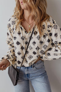 Printed Split Neck Top