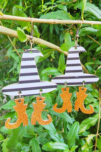 Halloween STriped Witch Hat Earrings