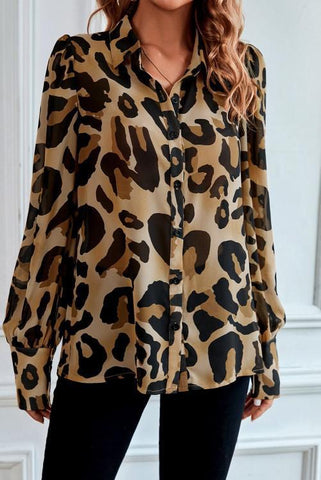 Leopard Bishop Sleeve Top