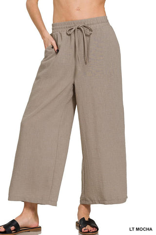 Woven Crepe Crop Pants