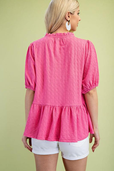 Textured Puff Sleeve Top