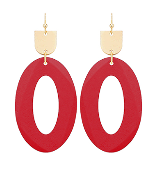 Oval Wood Dangle Earring