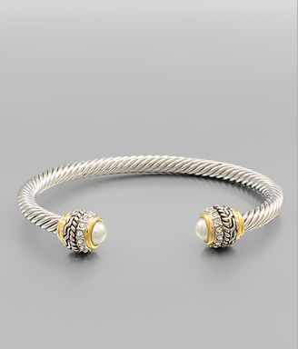 Cream Two Tone Cable Bracelet