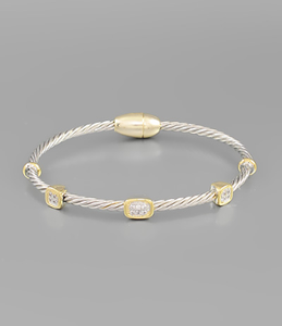 CZ accent cable bracelet