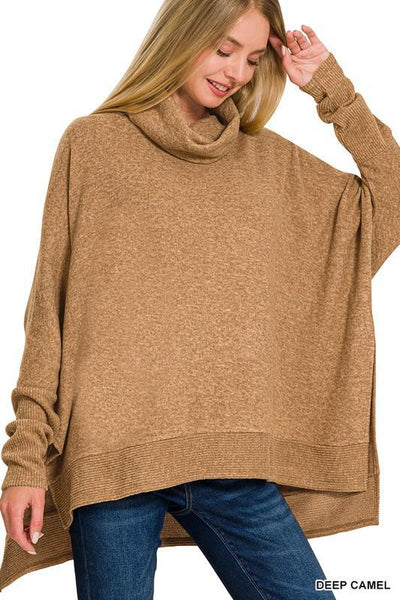 Melange Cowl Neck Poncho