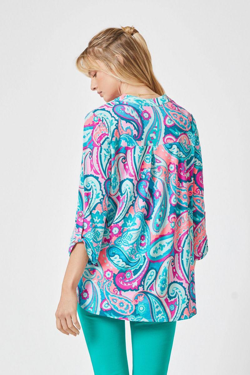 Lizzy Top Aqua Paisley