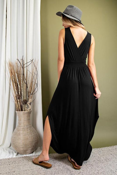 Surplice U-Hem Maxi Dress