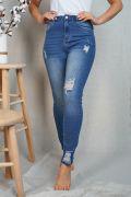 High Rise Skinny with Distressed Trim