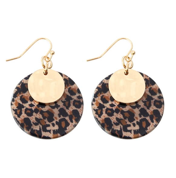 Leopard Printed Acetate Disc Earrings