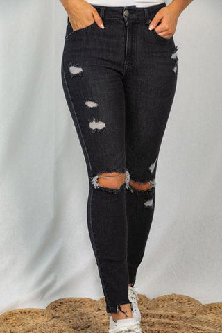 High Rise Distressed Denim