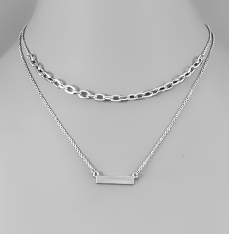 Chain and Bar layer Choker Necklace