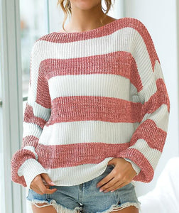 Boat Neck Striped Sweater