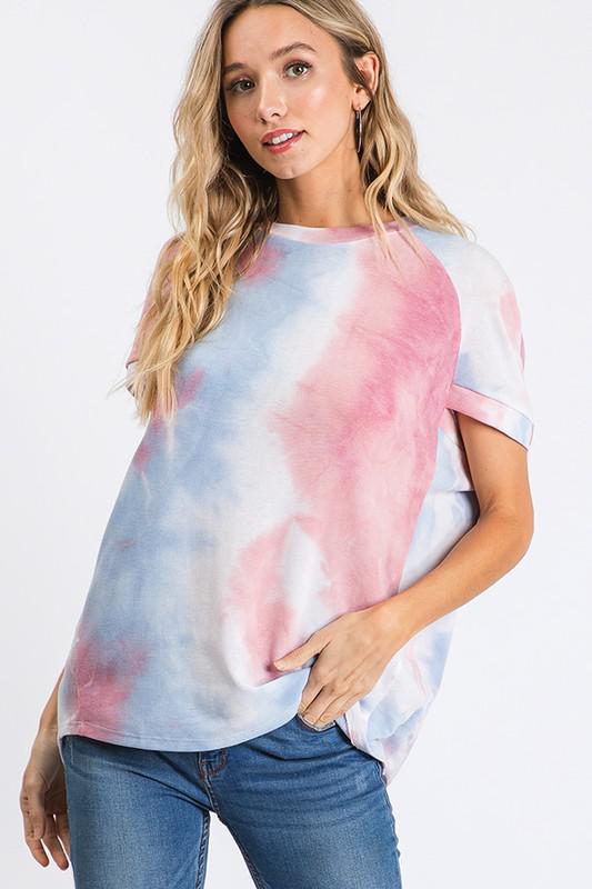 Tie Dye Short Sleeve round neck top