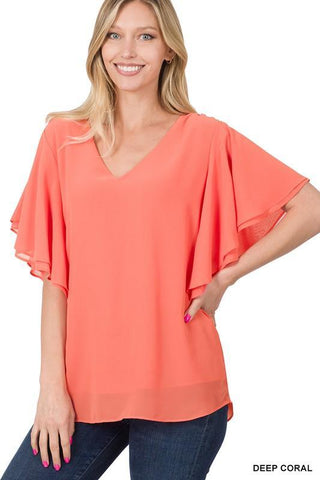 Double Layer Chiffon Top