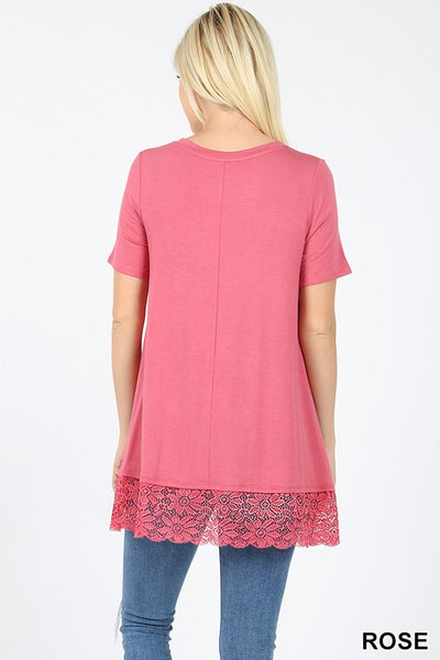 Short Sleeve with Lace Bottom Detail