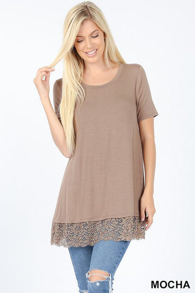 Short Sleeve with Lace Bottom Detail