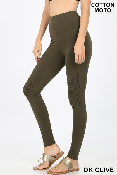 Cotton Full Length Moto Leggings