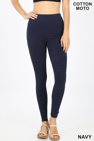 Cotton Full Length Moto Leggings