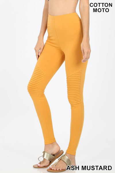 Cotton Full Length Moto Leggings