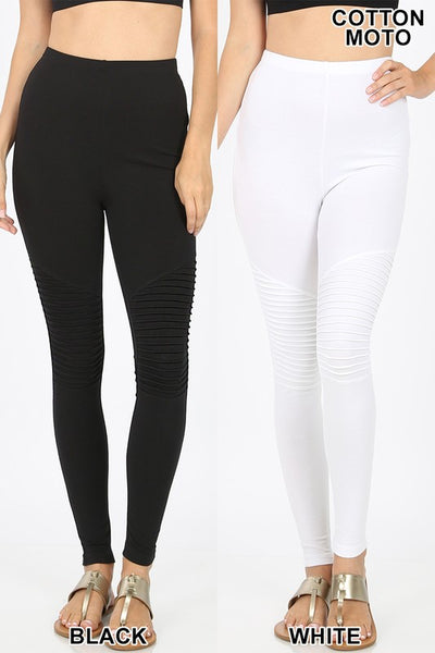 Cotton Full Length Moto Leggings