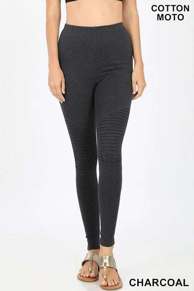 Cotton Full Length Moto Leggings