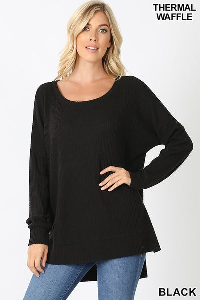 Brushed Thermal Waffle Round Neck Sweater