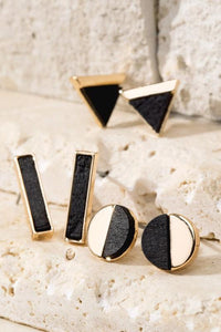 Geometric Stud Earrings (Set of 3)