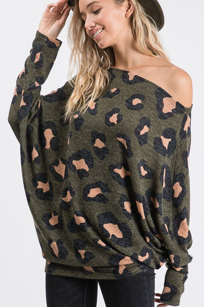 One Shoulder Leopard Print Top