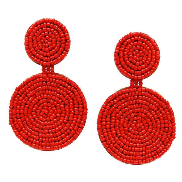 Seed Bead Double Disc Earrings