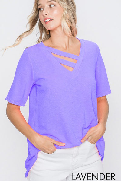 V Neck Top  with Bar Detail