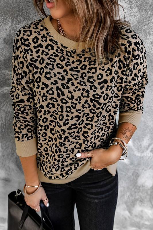 Leopard Sweatshirt with Slits