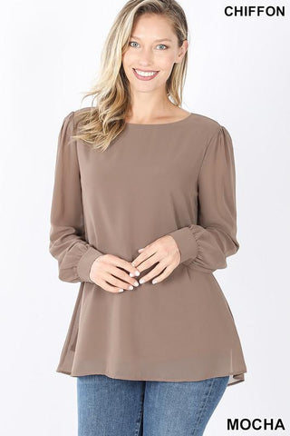 Long Sleeve Chiffon Blouse