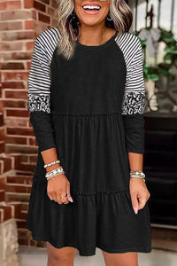 Patchwork Sleeve Tiered Dress