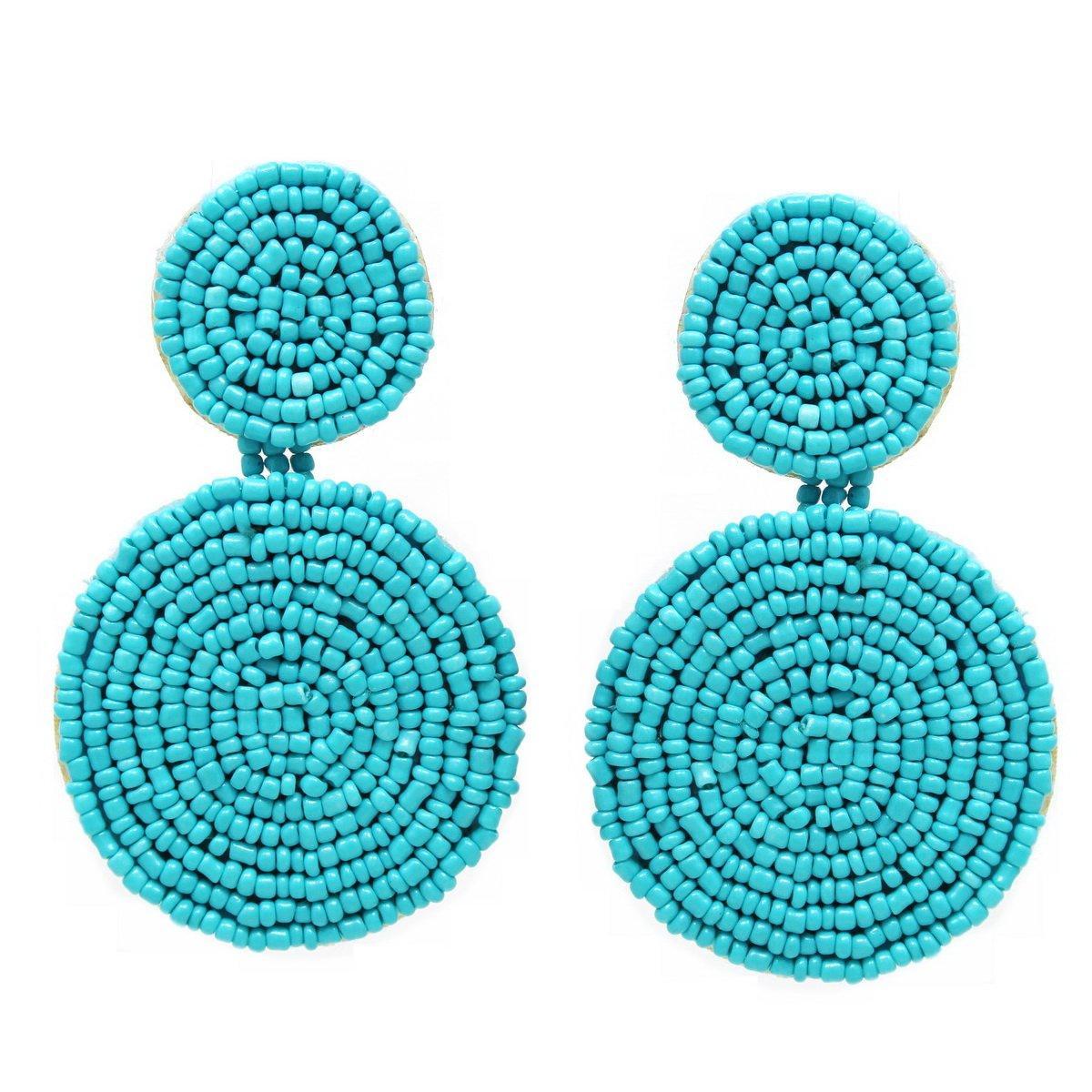 Seed Bead Double Disc Earrings