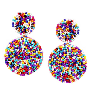 Seed Bead Double Disc Earrings